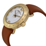 Marc Jacobs Amy White Dial Brown Leather Strap Watch for Women - MBM8574