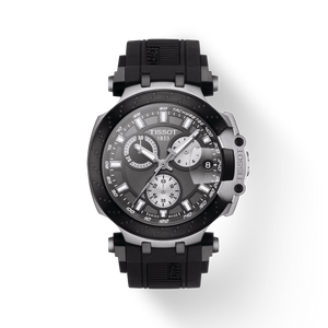 Tissot T Race Chronograph Anthracite Black Dial Black Silicone Strap Watch For Men - T115.417.27.061.00