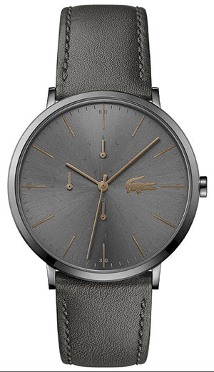 Lacoste Moon Gray Dial Gray Leather Strap Watch for Men - 2011059