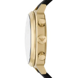 Emporio Armani Ruggero Chronograph Black Dial Black Leather Strap Watch for Men - AR11690