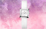 Calvin Klein Mark Silver Dial White Leather Strap Watch for Women - K3R231L6