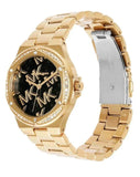 Michael Kors Lennox Quartz Black Dial Gold Steel Strap Watch For Women - MK7404