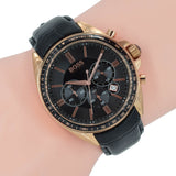Hugo Boss Driver Black Dial Black Leather Strap Watch for Men - 1513092