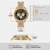 Michael Kors Whitney Chronograph Black Dial Gold Steel Strap Watch for Women - MK7224