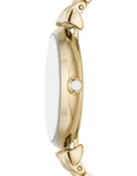 Emporio Armani Gianni T Bar Analog Crystals Gold Dial Gold Steel Strap Watch For Women - AR11608