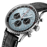 Breitling Navitimer B01 Chronograph 43 Blue Dial Black Leather Strap Watch for Men - AB0138241C1P1