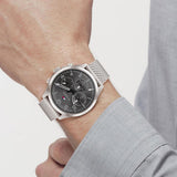 Tommy Hilfiger Evan Grey Dial Silver Mesh Bracelet Watch for Men - 1710396