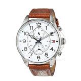 Tommy Hilfiger Dean Quartz Multifunction White Dial Brown Leather Strap Watch for Men - 1791274