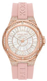 Michael Kors Lennox Three-Hand Analog White Dial Pink Silicone Strap Watch For Women - MK7334