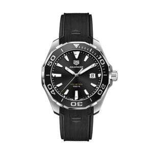 Tag Heuer Aquaracer Quartz Black Dial Black Rubber Strap Watch for Men - WAY101A.FT6141