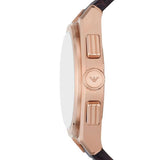 Emporio Armani Federico Chronograph Blue Dial Brown Leather Strap Watch For Men - AR11563