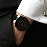 Hugo Boss Peak Chronograph Black Dial Black Steel Strap Watch for Men - 1513814