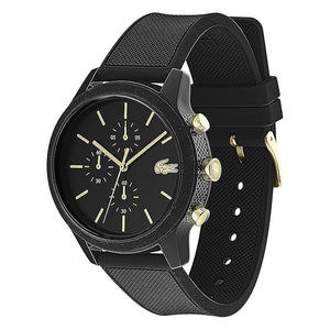 Lacoste 12.12 Chronograph Black Dial Black Silicon Strap Watch for Men - 2011012