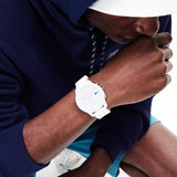 Lacoste 12.12 Chronograph White Dial White Silicon Strap Watch for Men - 2010974
