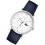 Lacoste Moon Multifunction White Dial Blue Leather Strap Watch for Men - 2010975