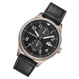 Lacoste Continental Black Dial Black Leather Strap Watch for Men - 2011042