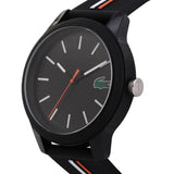 Lacoste 12.12 Black Dial Black Silicon Strap Watch for Men - 2011071