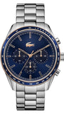 Lacoste Boston Chronograph Blue Dial Silver Steel Strap Watch for Men - 2011081