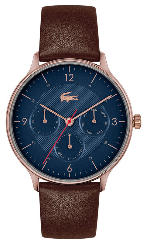 Lacoste Club Blue Dial Brown Leather Strap Watch for Men - 2011141