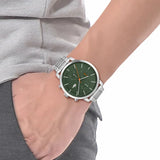 Lacoste Replay Green Dial Silver Steel Strap Watch for Men - 2011178