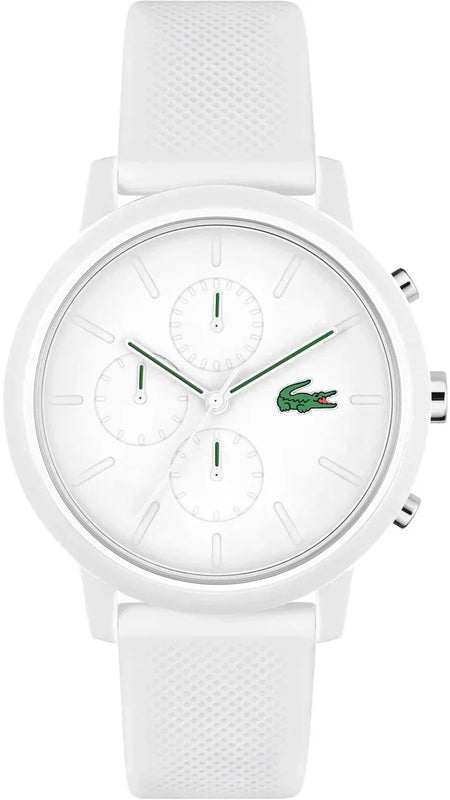 Lacoste 12.12 Chronograph White Dial White Silicon Strap Watch for Men  - 2011246