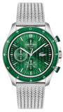 Lacoste Neoheritage Chronograph Green Dial Silver Steel Strap Watch for Men - 2011255