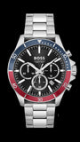 Hugo Boss Troper Chronograph Black Dial Silver Steel Strap Watch For Men - 1514108