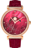Swarovski Passage Moon Phase Red Dial Red Leather Strap Watch for Women - 5613323