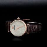 Emporio Armani Gianni T-Bar Silver Dial Brown Leather Strap Watch for Women - AR1990