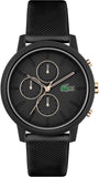 Lacoste 12.12 Chronograph Black Dial Black Silicon Strap Watch for Men - 2011247