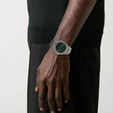 D1 Milano Ultra Thin Green Dial Silver Steel Strap Watch for Men - D1-UTBJ37