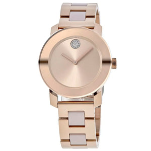 Movado Bold Rose Gold Dial Two Tone Steel Strap Watch for Women - 3600639