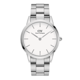 Daniel Wellington Iconic Link White Dial Silver Steel Strap Watch For Women - DW00100207