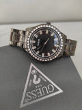 Guess Sparkler Diamonds Black Dial Black Steel Strap Watch for Women - GW0111L4
