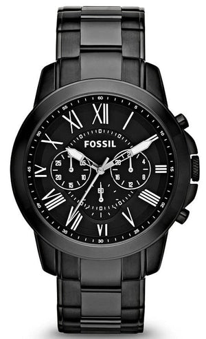 Fossil Grant Chronograph Black Dial Black Steel Strap Watch for Men - FS4832