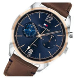 Tommy Hilfiger Deacan Blue Dial Brown Leather Strap Watch for Men - 1791549