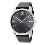 Calvin Klein City Black Dial Black Leather Strap Watch for Men - K2G21107