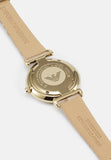 Emporio Armani Gianni T Bar Crystals Silver Dial Brown Leather Strap Watch For Women - AR11518