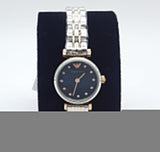 Emporio Armani Gianni T Bar Quartz Blue Dial Two Tone Steel Strap Watch For Women - AR11222