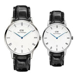 Daniel Wellington Dapper Reading Quartz White Dial Black Leather Strap Watch For Women - DW00100117