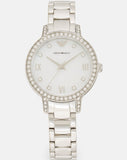 Emporio Armani Cleo Crystals Mother Of Pearl Dial Silver Steel Strap Watch For Women - AR11484