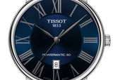 Tissot Carson Premium Powermatic 80 Blue Dial Blue Leather Strap Watch For Men - T122.407.16.043.00