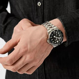 Philipp Plein The $kull Diver Black Dial Silver Stainless Steel Strap Watch For Men- PWOAA0522