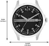 Armani Exchange Hampton Chronograph Black Dial Black Leather Strap Watch For Men - AX2101