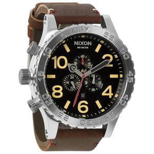 Nixon 51-30 Chronograph Black Dial Brown Leather Strap Watch for Men - A124-019