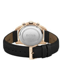 Hugo Boss Skymaster Chronograph Blue Dial Black Leather Strap Watch for Men - 1513783