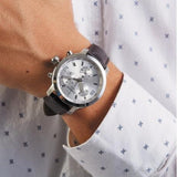Tissot PRC 200 Chronograph Silver Dial Brown Leather Strap Watch For Men - T055.417.16.037.00