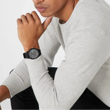 Lacoste 12.12 Black Dial Black Silicon Strap Watch for Men - 2010986