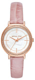 Michael Kors Cinthia Mother of Pearl Dial Pink Leather Strap Watch for Women - MK2663