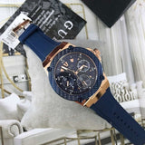 Guess Zena Blue Dial Blue Silicone Strap Watch For Women - W1094L2